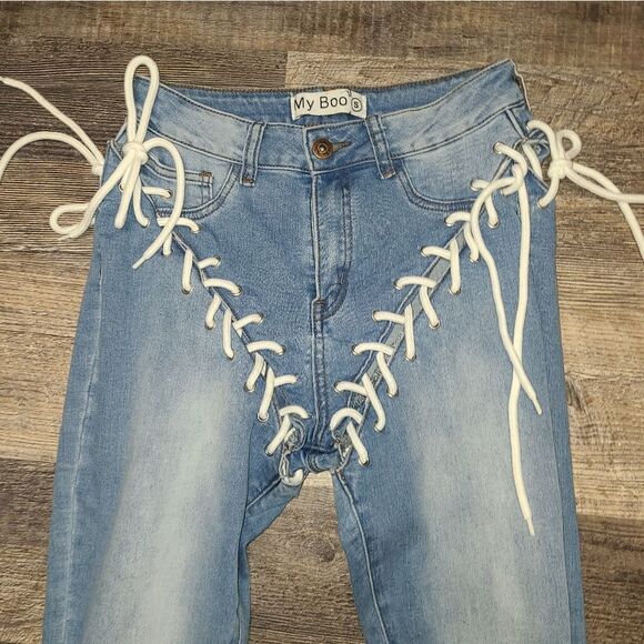 Women's Blue Skinny Jeans - Picture 7 of 13